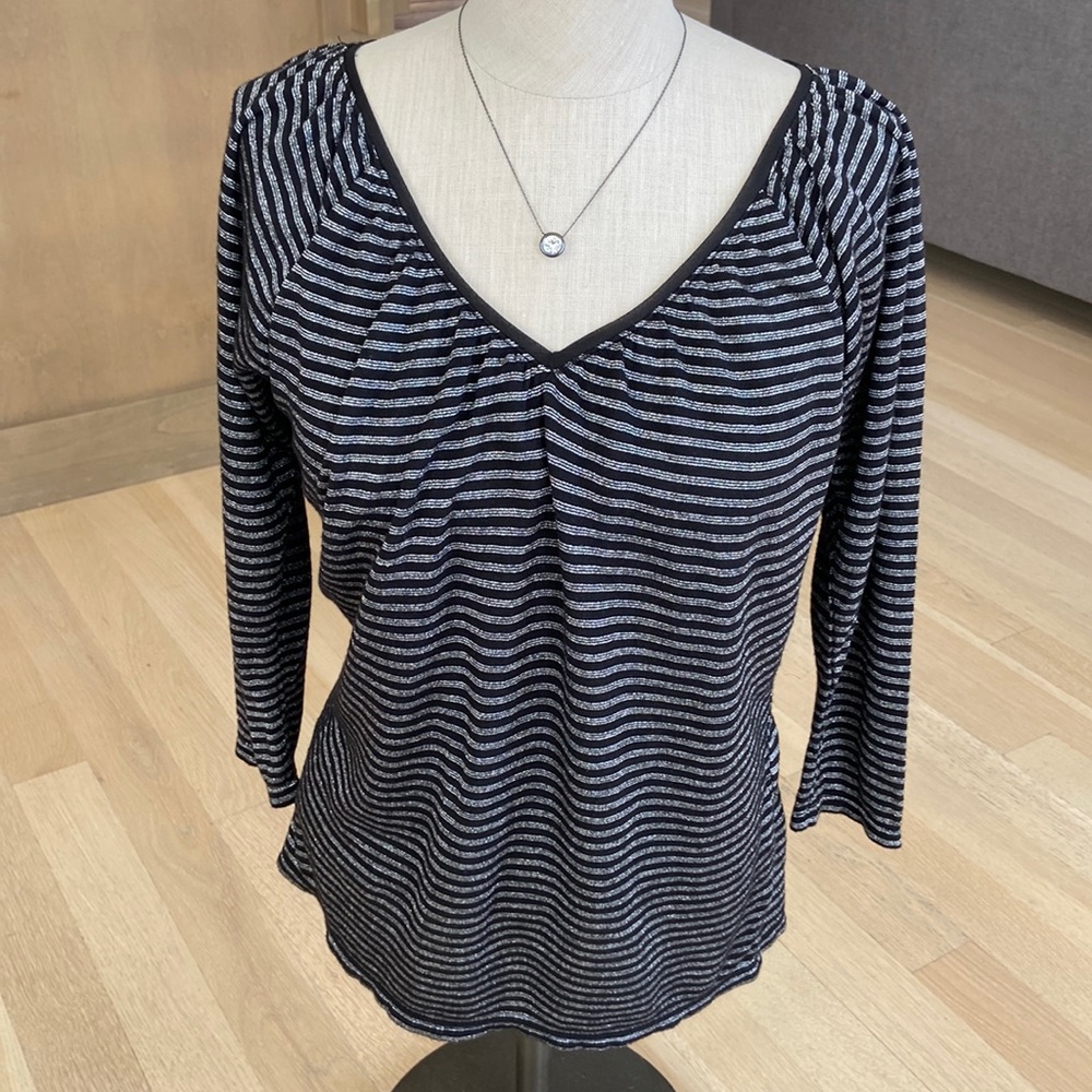 White House Black Market Sparkle Striped Dolman Tee